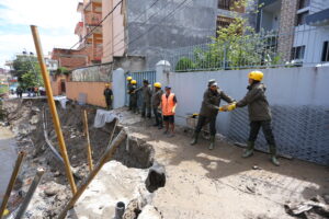Road Repair Begins After Manumati River Flood Damages Area Near Kohinoor Housing, Kathmandu