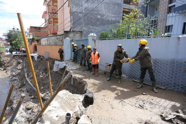 Road Repair Begins After Manumati River Flood Damages Area Near Kohinoor Housing, Kathmandu (6)