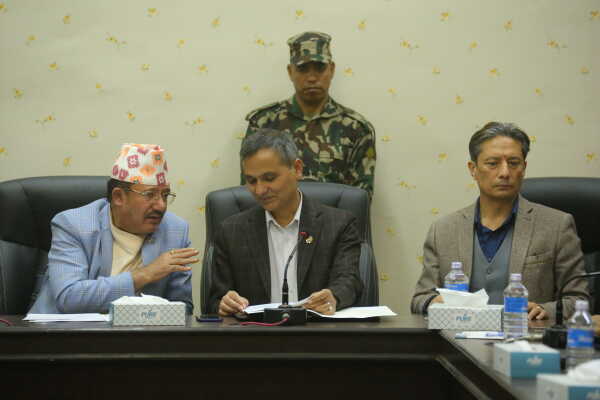 Home Minister Om Prakash Aryal Discusses Upcoming Elections at Election Commission