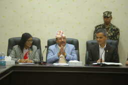 Home Minister Om Prakash Aryal Discusses Upcoming Elections at Election Commission
