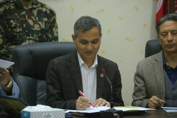 Home Minister Om Prakash Aryal Discusses Upcoming Elections at Election Commission