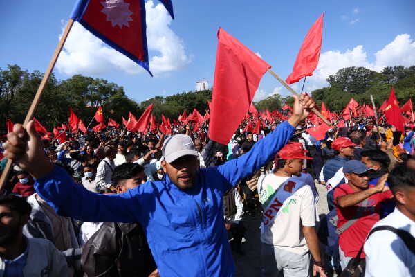 Netra Bikram Chand-led CPN Holds Demonstration in Kathmandu Demanding All-Party Interim Government