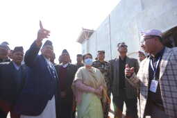 Former President Bidya Devi Bhandari Inspects Fire-Damaged Federal Parliament Building