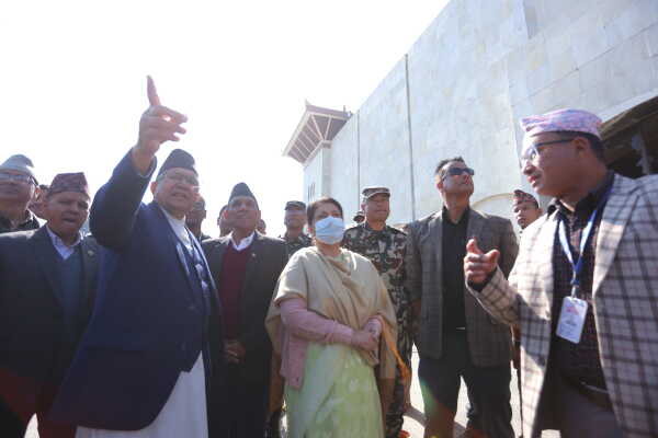 Former President Bidya Devi Bhandari Inspects Fire-Damaged Federal Parliament Building