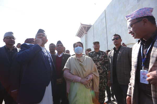 Former President Bidya Devi Bhandari Inspects Fire-Damaged Federal Parliament Building
