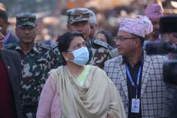 Former President Bidya Devi Bhandari Inspects Fire-Damaged Federal Parliament Building