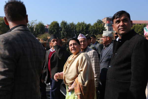 Former President Bidya Devi Bhandari Inspects Fire-Damaged Federal Parliament Building