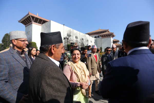 Former President Bidya Devi Bhandari Inspects Fire-Damaged Federal Parliament Building