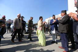 Former President Bidya Devi Bhandari Inspects Fire-Damaged Federal Parliament Building