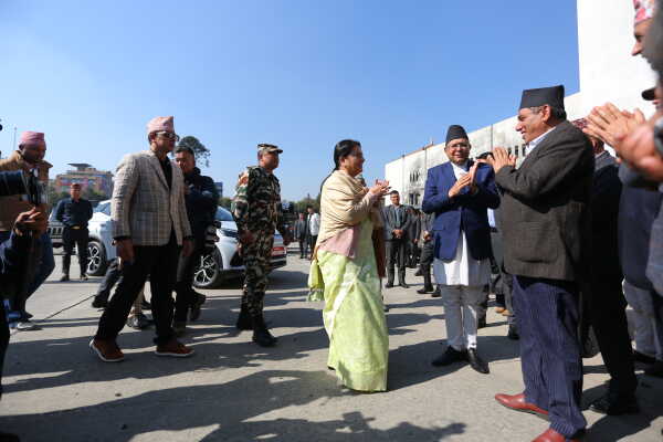 Former President Bidya Devi Bhandari Inspects Fire-Damaged Federal Parliament Building