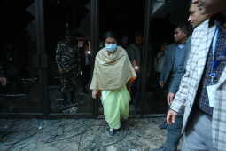 Former President Bidya Devi Bhandari Inspects Fire-Damaged Federal Parliament Building