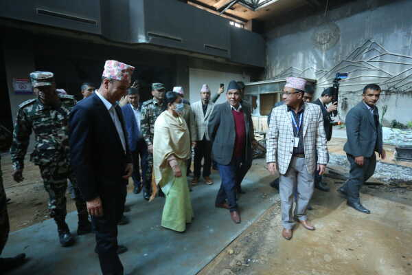 Former President Bidya Devi Bhandari Inspects Fire-Damaged Federal Parliament Building