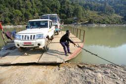 Ferry Service Used at Satighat Due to Lack of Permanent Bridge Over Arun River