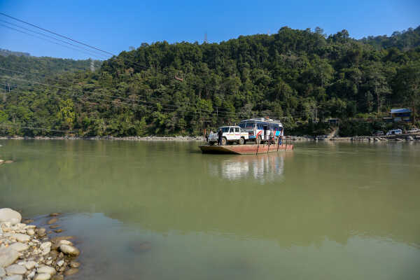 Ferry Service Used at Satighat Due to Lack of Permanent Bridge Over Arun River