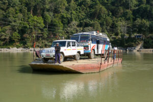 Ferry Service Used at Satighat Due to Lack of Permanent Bridge Over Arun River