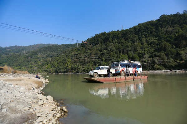 Ferry Service Used at Satighat Due to Lack of Permanent Bridge Over Arun River