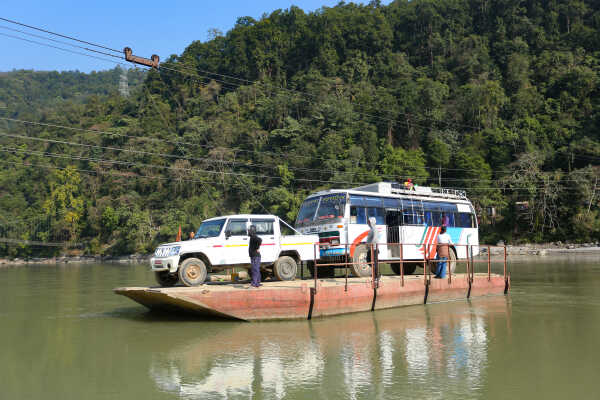 Ferry Service Used at Satighat Due to Lack of Permanent Bridge Over Arun River