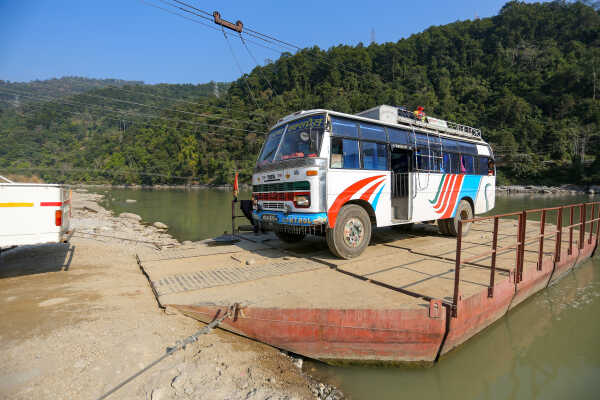 Ferry Service Used at Satighat Due to Lack of Permanent Bridge Over Arun River