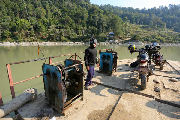 Ferry Service Used at Satighat Due to Lack of Permanent Bridge Over Arun River