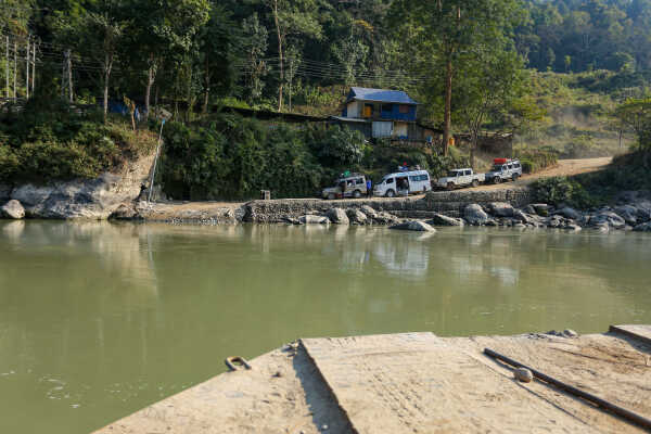 Ferry Service Used at Satighat Due to Lack of Permanent Bridge Over Arun River