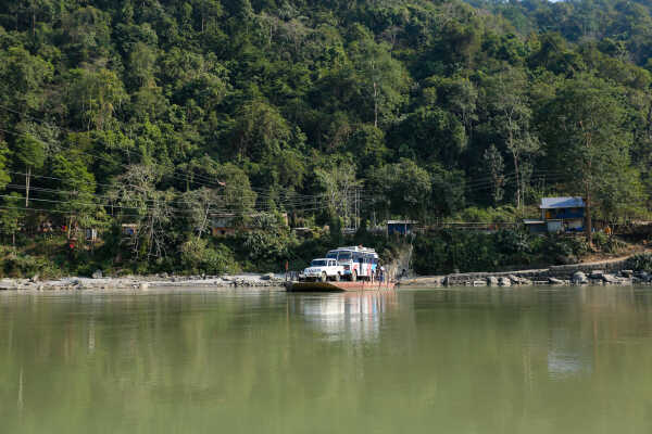 Ferry Service Used at Satighat Due to Lack of Permanent Bridge Over Arun River