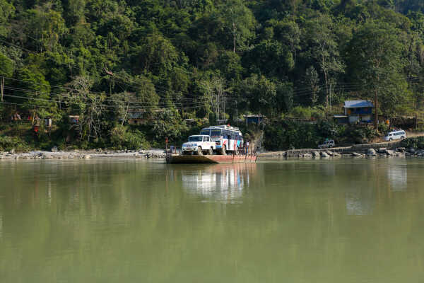 Ferry Service Used at Satighat Due to Lack of Permanent Bridge Over Arun River