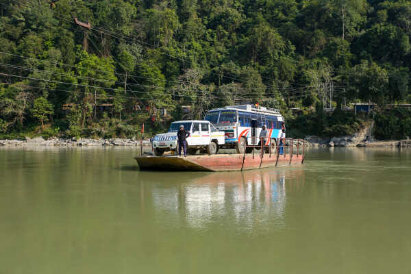 Ferry Service Used at Satighat Due to Lack of Permanent Bridge Over Arun River