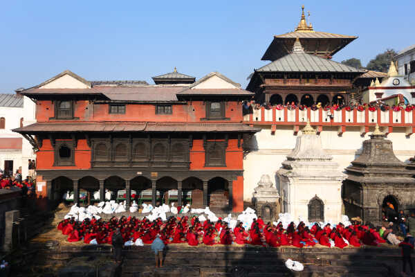 Madhav Narayan Vrat Devotees Take Holy Bath in Bagmati River at Pashupatinath