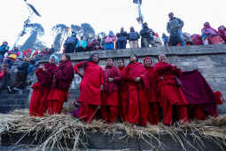 Madhav Narayan Vrat Devotees Take Holy Bath in Bagmati River at Pashupatinath