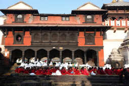 Madhav Narayan Vrat Devotees Take Holy Bath in Bagmati River at Pashupatinath