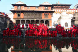 Madhav Narayan Vrat Devotees Take Holy Bath in Bagmati River at Pashupatinath