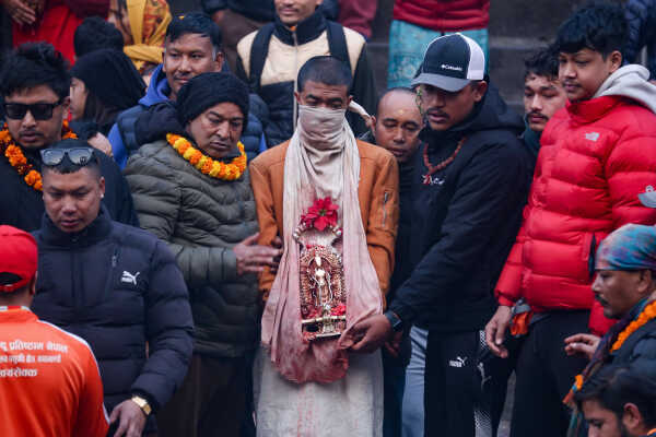 Madhav Narayan Vrat Devotees Take Holy Bath in Bagmati River at Pashupatinath