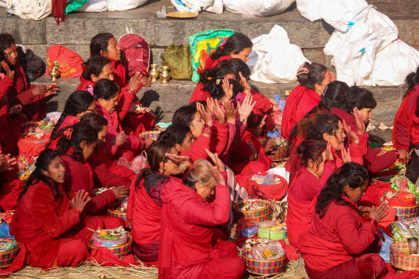 Madhav Narayan Vrat Devotees Take Holy Bath in Bagmati River at Pashupatinath