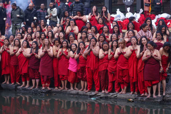 Madhav Narayan Vrat Devotees Take Holy Bath in Bagmati River at Pashupatinath