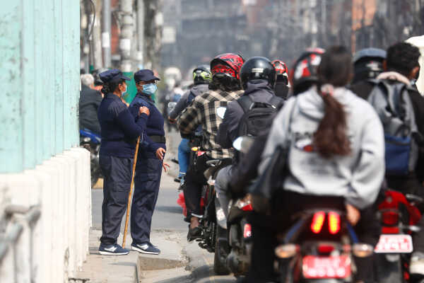 Daily Life in Nepal Election Police Deployed for Traffic Management in Kathmandu