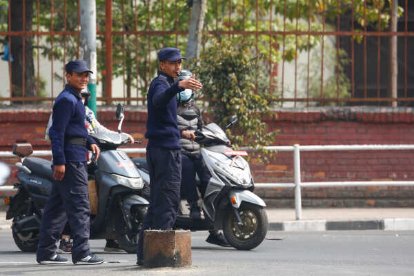 Daily Life in Nepal Election Police Deployed for Traffic Management in Kathmandu