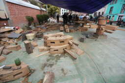 Daily Life in Nepal Reconstruction of Rato Machhindranath Chariot Wheel Underway