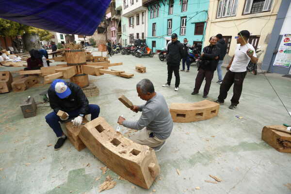 Daily Life in Nepal: Reconstruction of Rato Machhindranath Chariot Wheel Underway