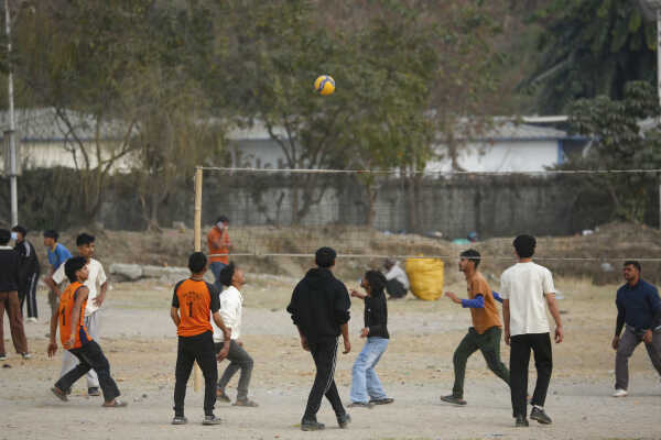 Daily Life in Nepal Youth Sports Activities at Tinkune Ground