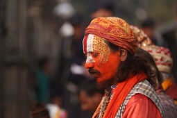 A Hindu sadhu takes part in Maha Shivaratri celebrations at the Pashupatinath Temple premises in Kathmandu, 2026.