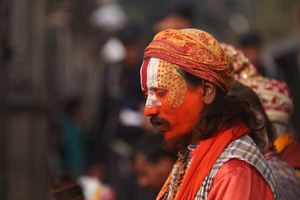 A Hindu sadhu takes part in Maha Shivaratri celebrations at the Pashupatinath Temple premises in Kathmandu, 2026.