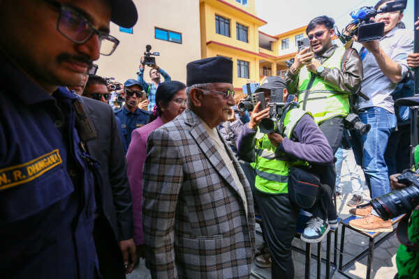 CPN-UML Chairman KP Sharma Oli Casts Vote in House of Representatives Election 2082