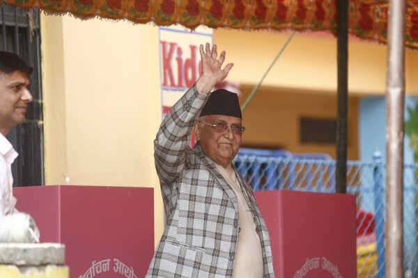 CPN-UML Chairman KP Sharma Oli Casts Vote in House of Representatives Election 2082