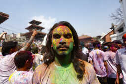 Foreign Tourists Join Holi Celebrations at Basantapur Durbar Square