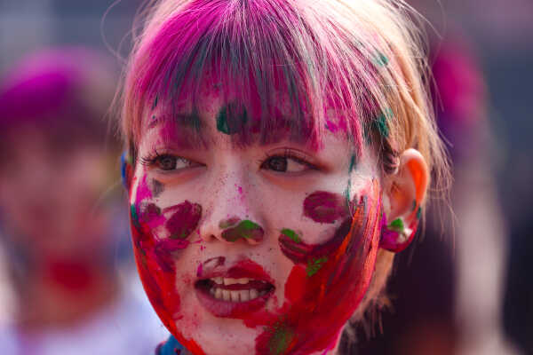 Foreign Tourists Join Holi Celebrations at Basantapur Durbar Square