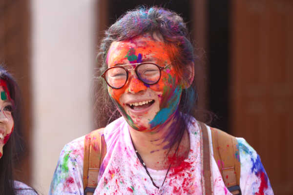 Foreign Tourists Join Holi Celebrations at Basantapur Durbar Square