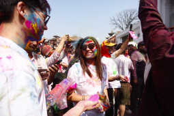 Foreign Tourists Join Holi Celebrations at Basantapur Durbar Square
