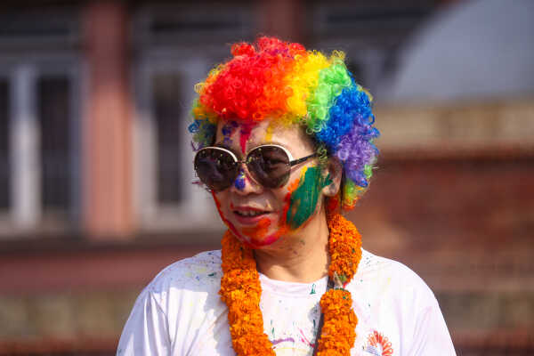 Foreign Tourists Join Holi Celebrations at Basantapur Durbar Square