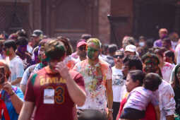 Foreign Tourists Join Holi Celebrations at Basantapur Durbar Square