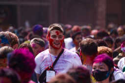 Foreign Tourists Join Holi Celebrations at Basantapur Durbar Square